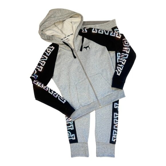 PINK Victoria's Secret Silver Mermaid Bling Jacket & Jogger Set! EUC! - Picture 5 of 10